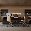 Elegant Modern Office Interior With Open Space Desk And Sculpture 3d model