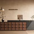 Middle Ancient Front Desk Middle Ancient Style Front Desk Reception Quiet Front Desk Cashier Vase Flower Art Reception Hall 3d model