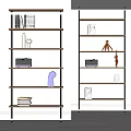 Modern Stylish Shelving Unit With Books Decorative Sculptures White Vases And Black Box