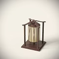 Illuminated Outdoor Lantern With Bamboo Background On Green Grass And Stone