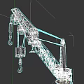 Detailed Industrial Crane 3D Model Featuring Metal Boom Hook And Gears