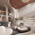 Elegant Modern Beauty Hair Salon Interior With Comfortable Seating And Green Plants