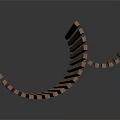 Brown Wooden Dominoes as Household Items Arranged in Curved Shape on White Background