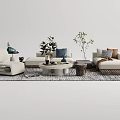 Quiet Sofa Tea Table Combination Sofa Coffee Table 3d model