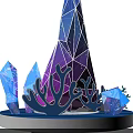 Illuminated Geometric Whale Tail Sculpture With Colorful Lights Crystals And Decorative Corals