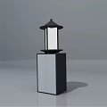 Modern Outdoor Lamp Post With Square Base And Black Lantern Top 3d model