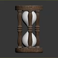 Vintage Wooden Hourglass With Ornate Carved Legs And White Sand Timer