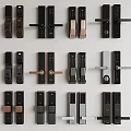 Smart Door Locks With Various Styles Designs Fingerprint Password Features 3d model