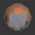 3D Geometric Hemisphere Structure With Blue Orange Polygons And Gray Octagonal Base