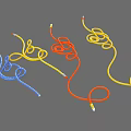 Colorful Coiled Cables in Blue Yellow Red with White Red Tips
