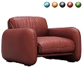 Modern Green Leather Single Seater Sofa with Rounded Arms and Plush Backrest Design