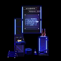 Marble Swift Display Setup With Blue Lighting Shelves Bottles And Crates 3d model