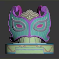 Colorful 3D Decorative Mask Model With Curved Patterns And Step Base