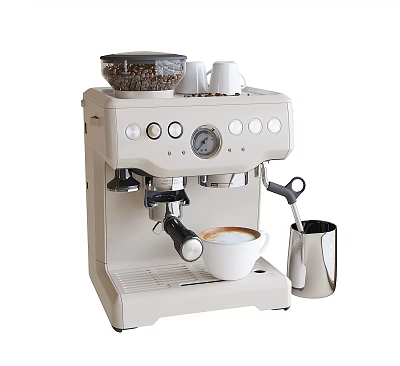 Modern Cream Coffee Maker Efficient Kitchen Appliance Making Espresso With Frothed Milk In Kitchen 3d model