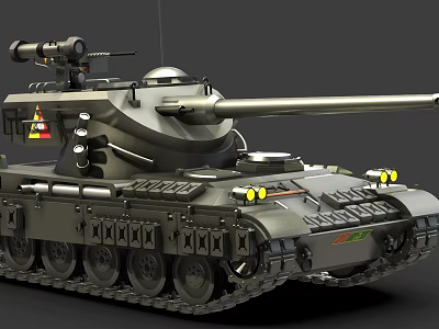 Modern Military Armored Tank Weapon With Turret Cannon Tracks And Combat Features 3d model