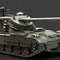 Modern Military Armored Tank Weapon With Turret Cannon Tracks And Combat Features