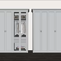 White Modern Wardrobe With Glass And Solid Doors Hanging Clothes Storage Design 3d model