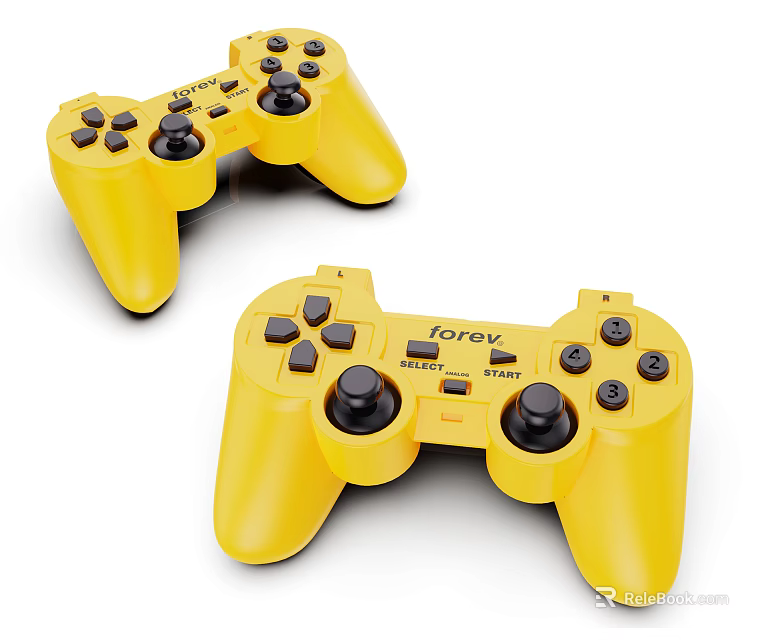 Yellow Game Controllers For Entertainment Electronics Featuring Ergonomic Design And Comfortable Grip 3d model 