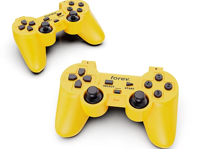 Yellow Game Controllers For Entertainment Electronics Featuring Ergonomic Design And Comfortable Grip 3d model