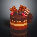 Delicious Chocolate Cake with Chocolate Drizzle Fresh Strawberries Cookies and Wafer Rolls