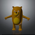 3D Cartoon Bear Character Standing With Open Arms Orange Design Yellow Belly Gray Background