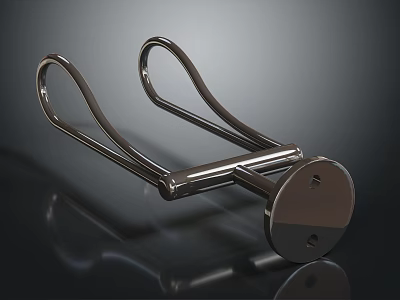 Polished Stainless Steel Double Towel Hook With Round Base And Shiny Finish 3d model
