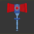 Blue and Red Weapon Design Featuring Wing Shaped Parts and Diamond Emblem 3d model