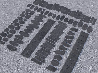 Natural Garden Stepping Stones Path With Various Shaped Stone Slabs And Decorative Design 3d model