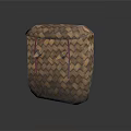 Handwoven Square Storage Basket With Brown Woven Texture And Red Accents For Household Use