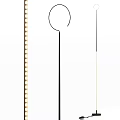 Modern Black Floor Lamp With Slim Metal Pole Circular Base And LED Light Strip