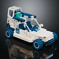 White and Blue Building Blocks Model Golf Cart with Two Seats and Wheels