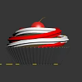 Delicious Cupcake With Red And White Cream Cherry On Top Surrounded By Yellow Star Decorations