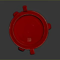Sculpted Red Circular Mechanical Component With Protruding Parts And Smooth Glossy Surface
