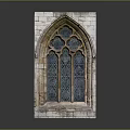 Gothic Style Decorative Furniture With Arched Stained Glass And Stone Frame Design Elements