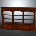 Classic Brown Wooden Bookcase Featuring Open Shelves And Lower Storage Cabinets