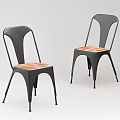 Modern Minimalist Dining Chairs With Black Metal Frame And Natural Wooden Seat