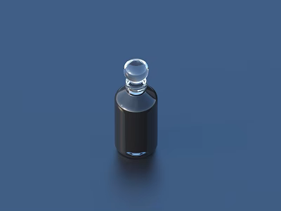Dark Colored Glass Bottle With Transparent Cap On Blue Background For Daily Use 3d model