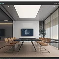 Modern conference room meeting table and chair combination floor-to-ceiling window display office chair 3d model
