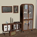 Warm Interior With Wooden Display Cabinet Sideboard Decorative Paintings And Vintage Radio