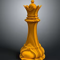 Yellow Chess King Piece With Intricate Crown And Base Design