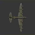 Vintage Military Bomber Model Aircraft With Green Paint Propellers And Wing Insignia