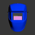 Blue Welding Helmet With Pink Lens And Protective Design For Safety