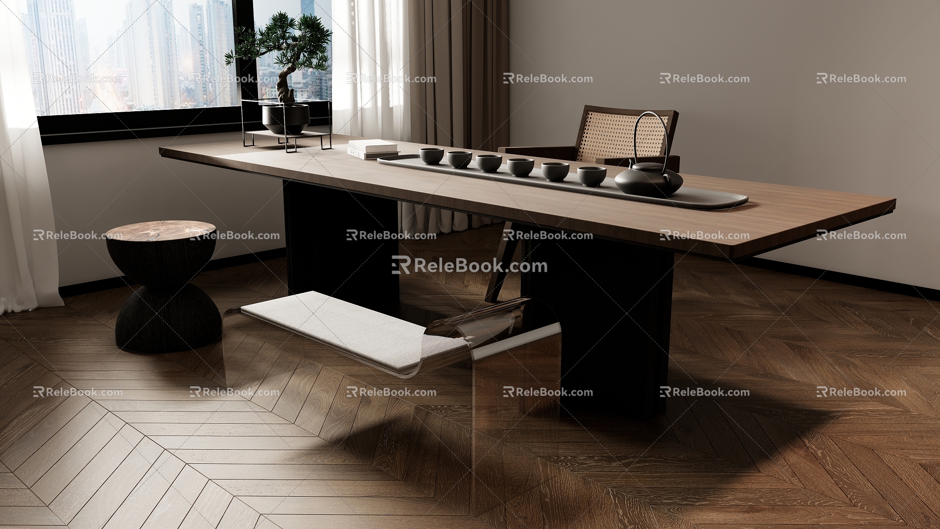 New Chinese Tea Table and Chair Combination Tea Table Tea Table 3d model