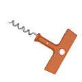 Orange T Handle Corkscrew Tool With Metal Spiral For Wine Bottles