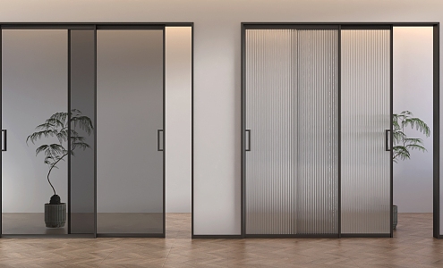 Modern sliding door Changhong glass sliding door 3d model