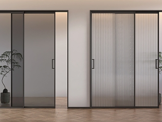 Modern sliding door Changhong glass sliding door 3d model