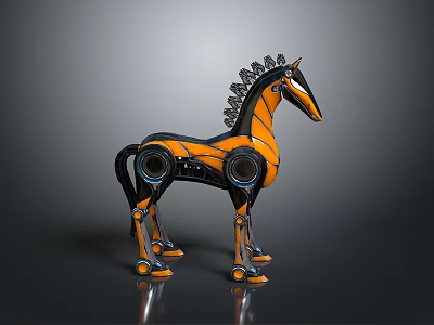 Horse Shaped Decorative Speaker In Orange And Black Modern Design 3d model