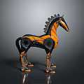 Horse Shaped Decorative Speaker In Orange And Black Modern Design