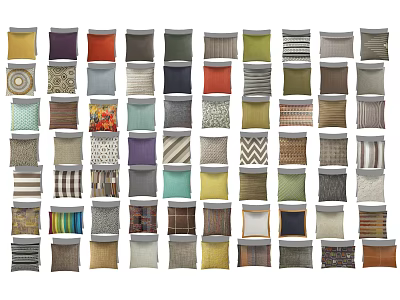 Decorative Throw Pillows With Various Colors Patterns And Textures For Home Decor 3d model
