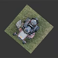 Toro Riding Lawn Mower With Cutting Deck And Large Wheels On Green Grass